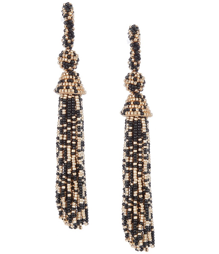 Anna & Ava Beaded Tassel Hoop Earrings