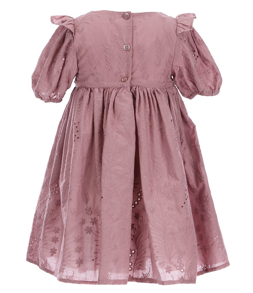 Laura Ashley Little Girls 2T-6X Puffed-Sleeve Eyelet-Embroidered Empire-Waist Dress