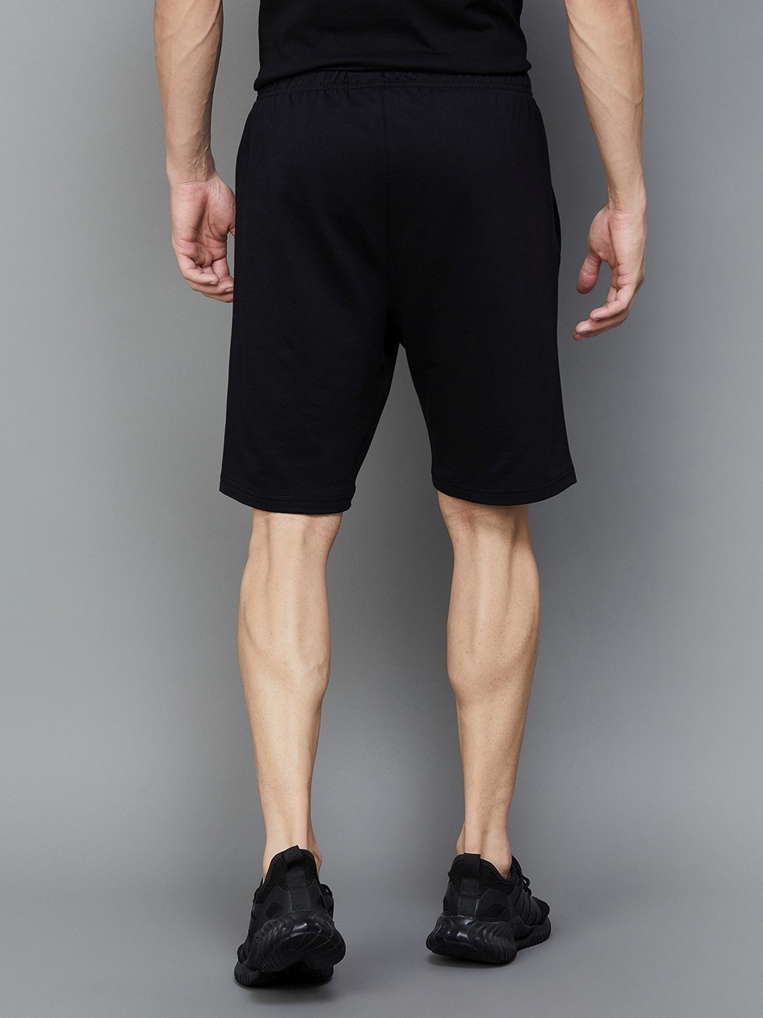 KAPPA Black Cotton Regular Fit Sports Shorts