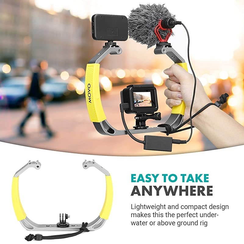 GB-U80 Underwater Diving Rig with Cold Shoe Mounts, Wrist Strap - Compatible with GoPro HERO, HERO3, HERO4, HERO5, HERO6, HERO7, HERO8, HERO9, Osmo Action Cam - Scuba GoPro Accessory (XL Version)