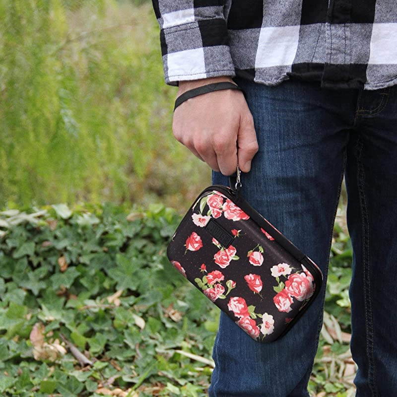 Travel Electronics Organizer 65 Inch Zipper Case with Hard Shell Case Exterior and Accessory Pocket Charger Organizer Accessory Organizer Cable Travel Organizer and More Floral