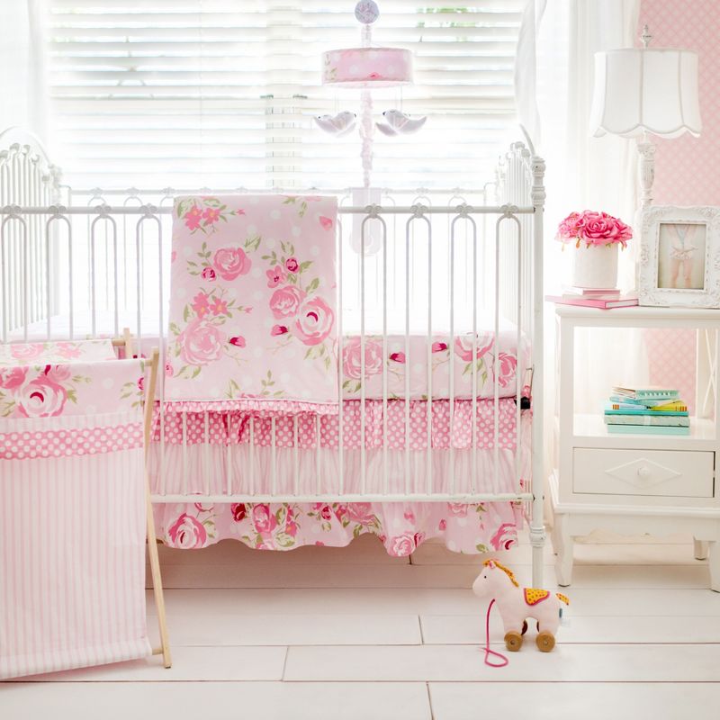 Crib Bedding Set My Baby Sam White Pink