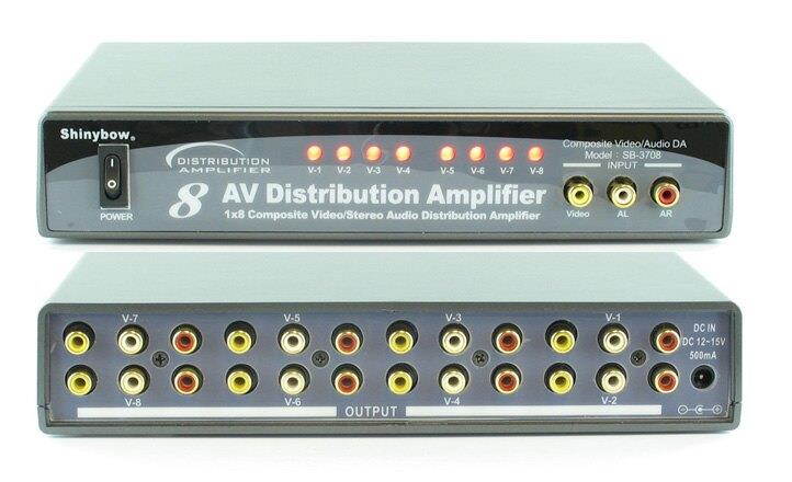 1x8 1:8 AV COMPOSITE RCA DISTRIBUTION AMPLIFIER SB-3708