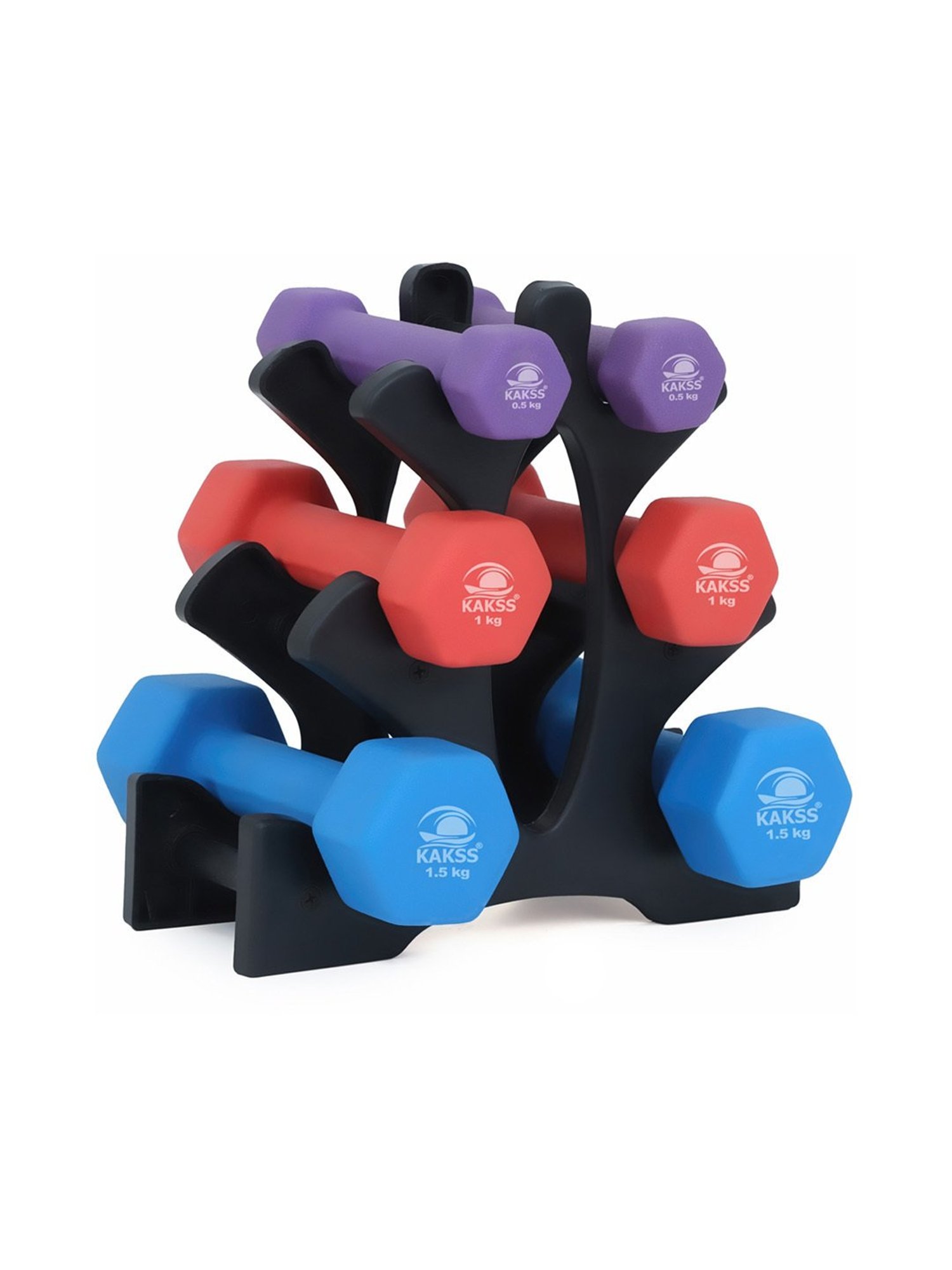 KAKSS Cast Iron NEOPRENE Coated Dumbbells (Multicolor) Size - 6KG