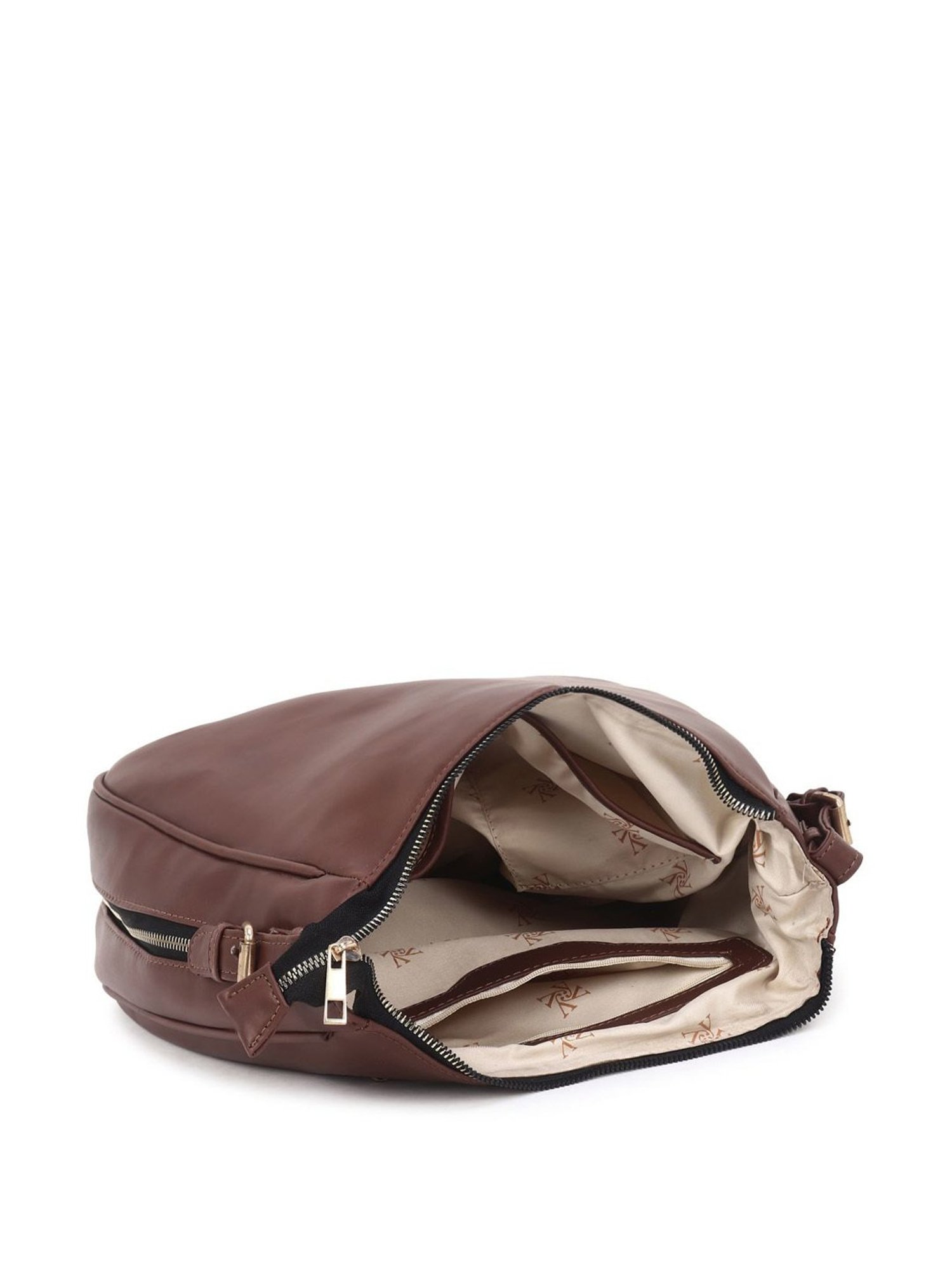 Yelloe Brown Synthetic Solid Hobo Handbag