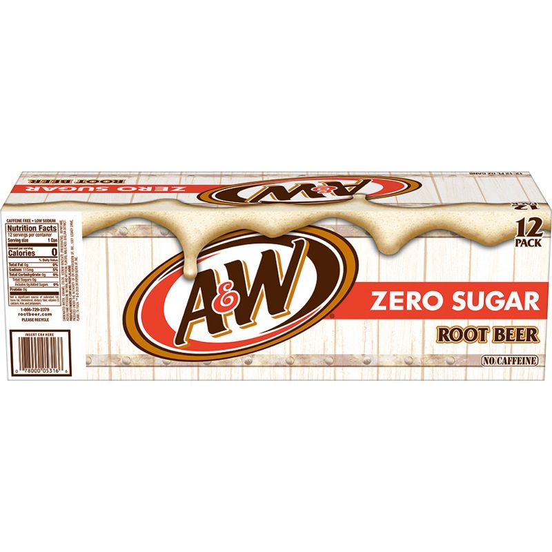 A&W Root Beer Zero Sugar Soda - 12pk/12 fl oz Cans