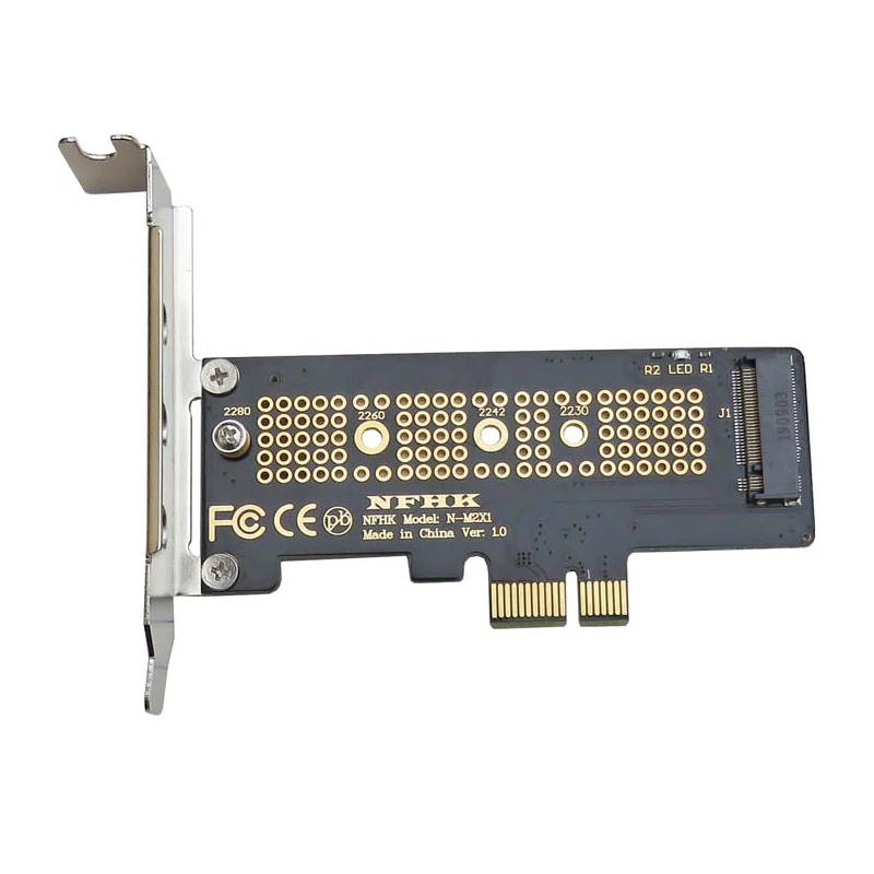 NVMe PCIe M.2 NGFF SSD to PCIe x1 Adapter Card PCIe x1 to M.2 Card with Bracket PCI-E M.2 Adapter for 2230 2240 2260 2280 SSD M2