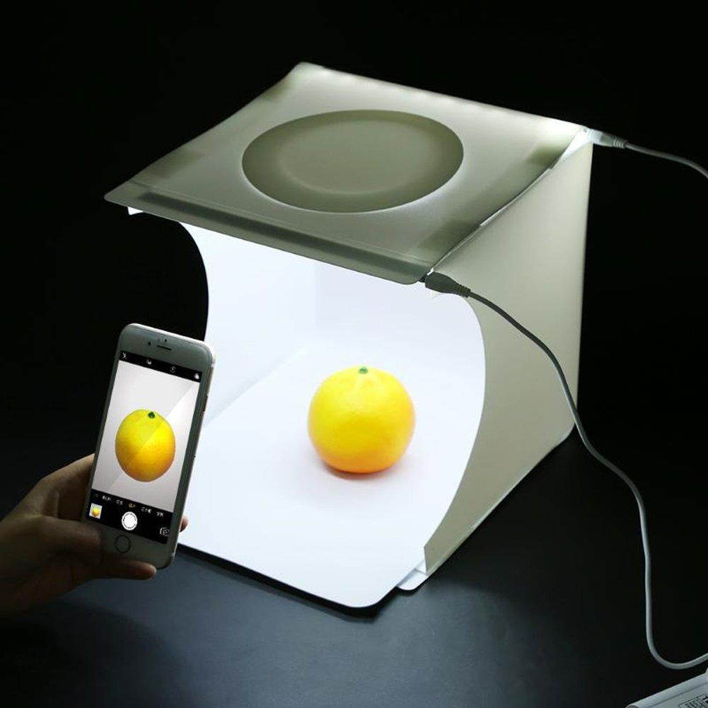 EIGIIS Foldable Photography Light Box Photo Studio Tent with LED Light Strips White and Black Backdrops