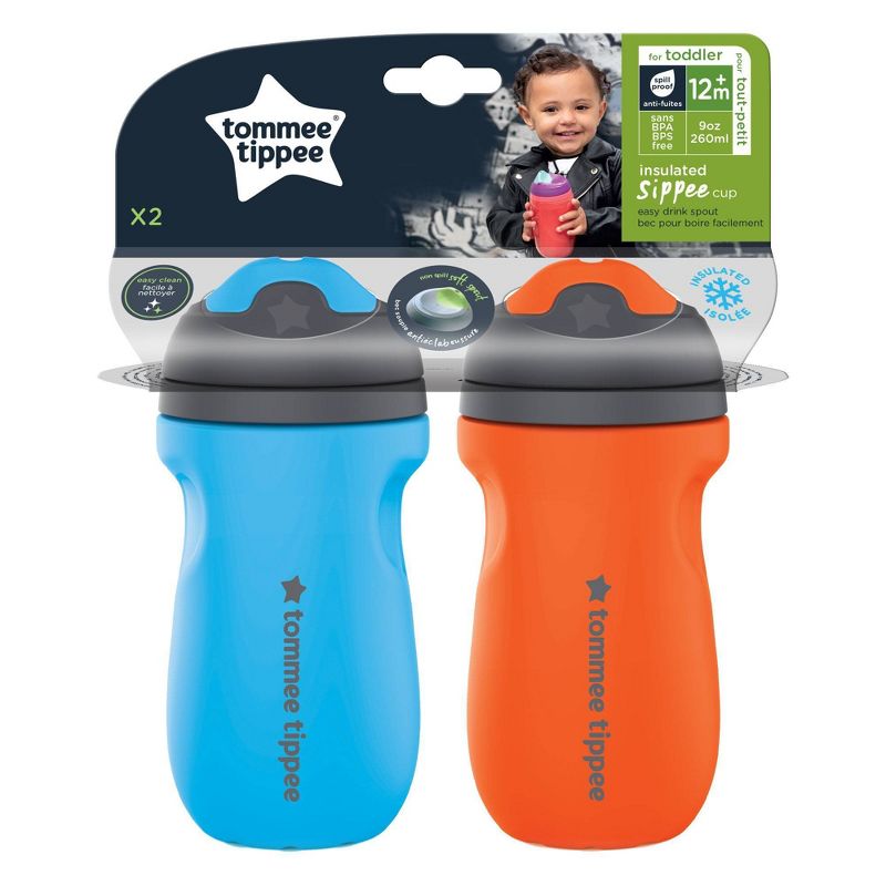 Tommee Tippee 2pk Insulated Sippee Toddler Cup - Blue/Orange - 9oz