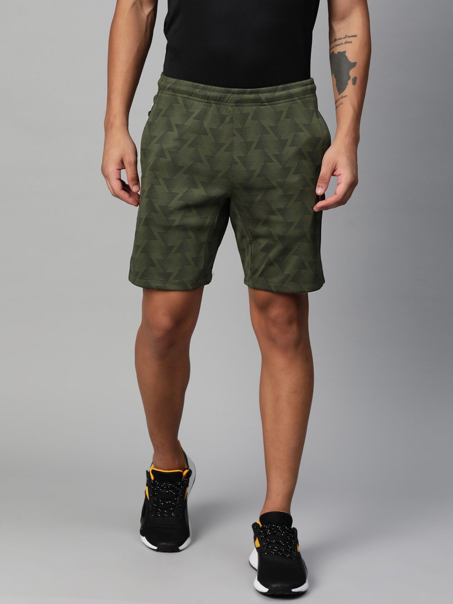 ALCIS Green Slim Fit Training or Gym Sports Shorts