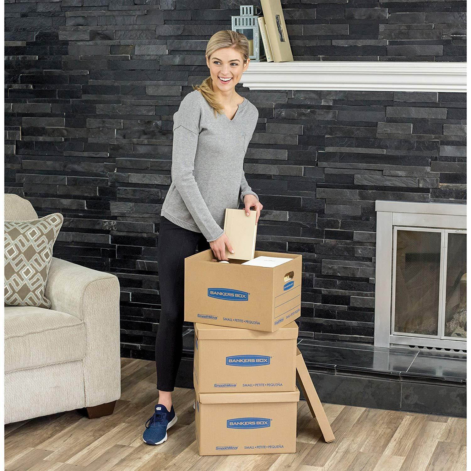 Bankers Box SmoothMove Classic Moving Kit Boxes, Tape-Free Assembly, Easy Carry Handles, 10 Small 20 Medium, 30 Pack (7716601)