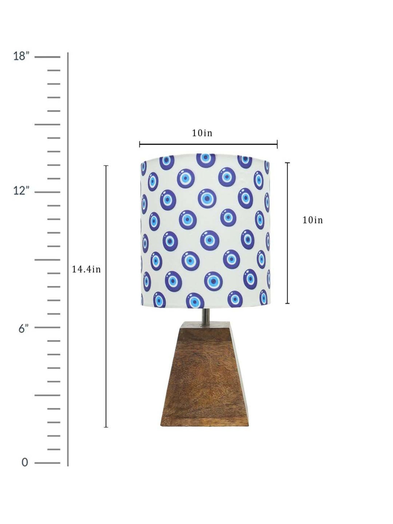 Homesake Turkish Evil Eye Multicolor Wood Pyramid Table Lamp with Fabric Lampshade