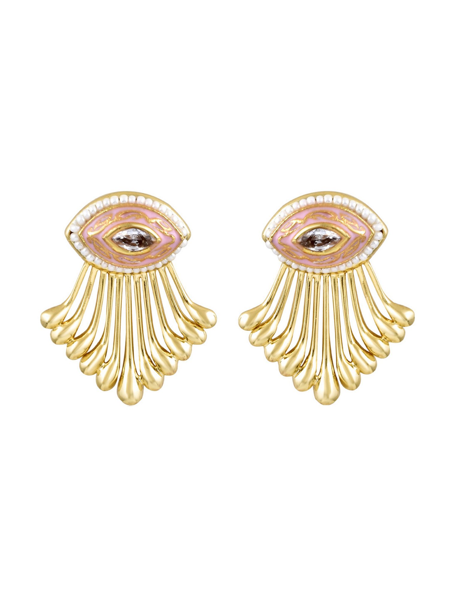 Curio Cottage Aina Streaks of Golden & Pink Stud Earrings