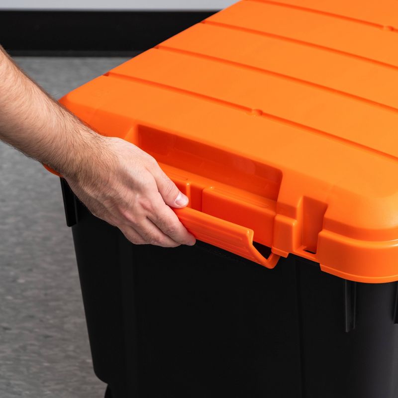 Sterilite 19434303 120 Quart Clear Plastic Storage Container Box and Lid with Blue Latches and Wheels (3 Pack)