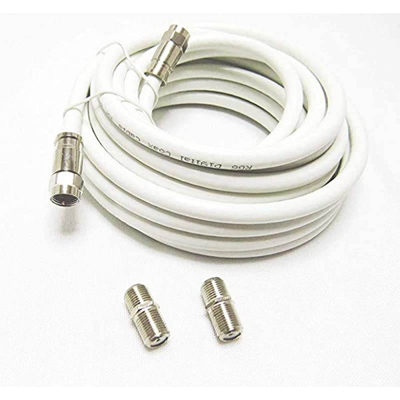 White 20ft RG6 Coaxial Cable with 2pcs Free F Connector for Televisions Satellite Receivers 20ft White