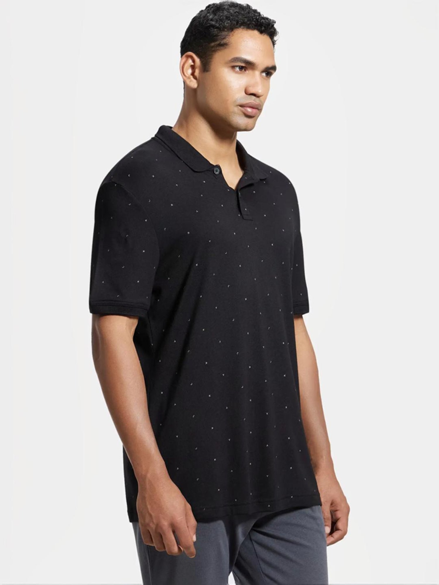 Jockey IM16 Men's Tencel Micro Modal And Cotton Blend Printed Half Sleeve Polo T-Shirt