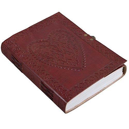 Handmade Large 8" Embossed Leather Journal Celtic two latches blue stone blank personal Diary notebook refillable journal gift (design 1)