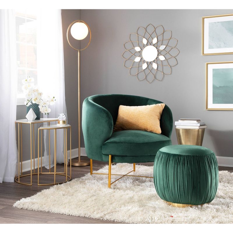 Metal and Frosted Glass Moon Contemporary Floor Lamp Gold (Includes LED Light Bulb) - LumiSource