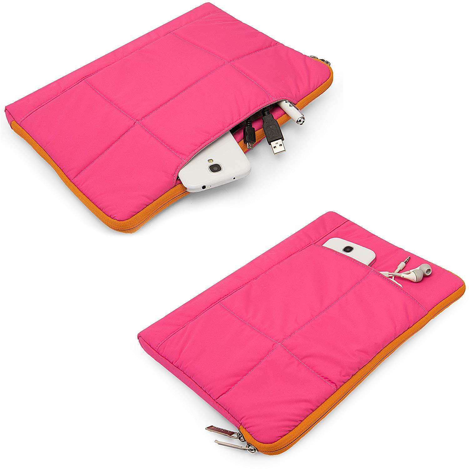 Pillow Zippered Sheen Quilted Sleeve [PNK] for Hipstreet 10 / Quad Core/Equinox 10.1/ HP Slate 8 Plus, Pavilion 10 x2, 10 G2 Tablets