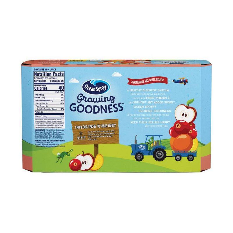 Ocean Spray Growing Goodness Cranberry Apple Peach Digestive Health Juice Drink - 8pk/6 fl oz Pouches