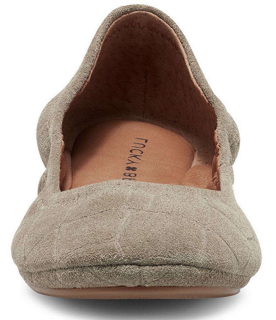 Lucky Brand Emmie Croco Embossed Suede Leather Ballet Flat