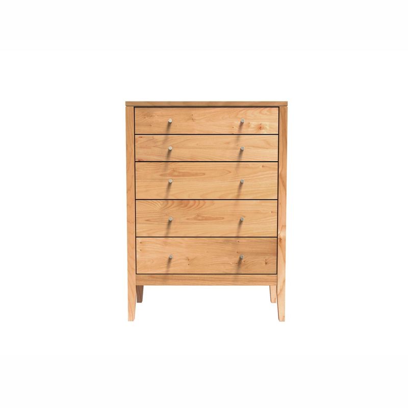 3pc Eastern King Myandra Solid Maple Wood Bedroom Set with 5 Drawer Chest Oak - HOMES: Inside + Out