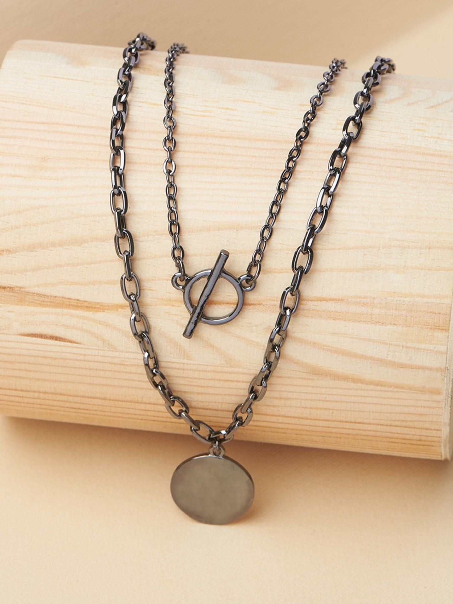 The Bro Code Geometric Shape Round Silver Necklace for Men