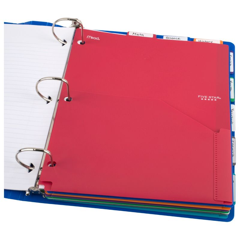 JAM Paper 8 5/8'' x 11 1/2'' 6pk Plastic 3 Hole Punch Binder Envelopes, Hook & Loop Closure, 1" Expansion - Multicolor