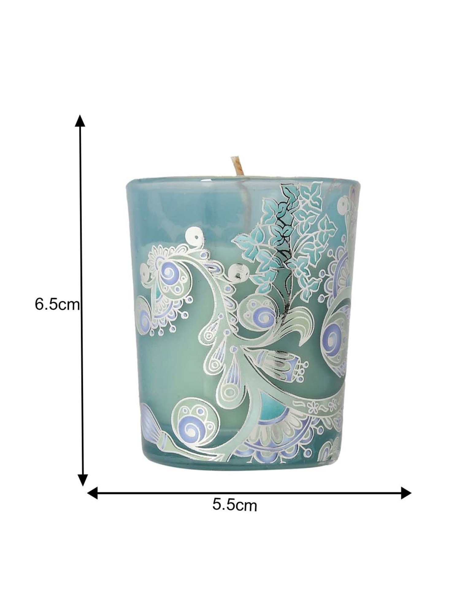 TAYHAA Blue & Peach Wax Illuminated Candle - Set of 2