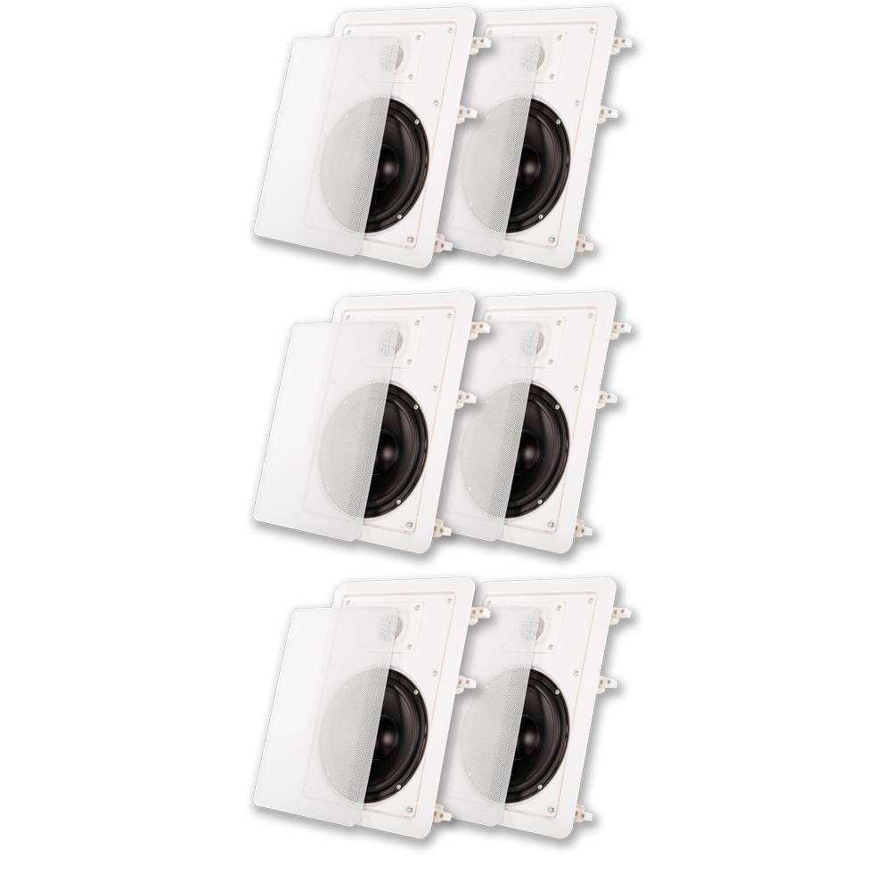 Acoustic Audio MT6 Flush Mount In Wall Speakers with 6.5" Woofers 3 Pair