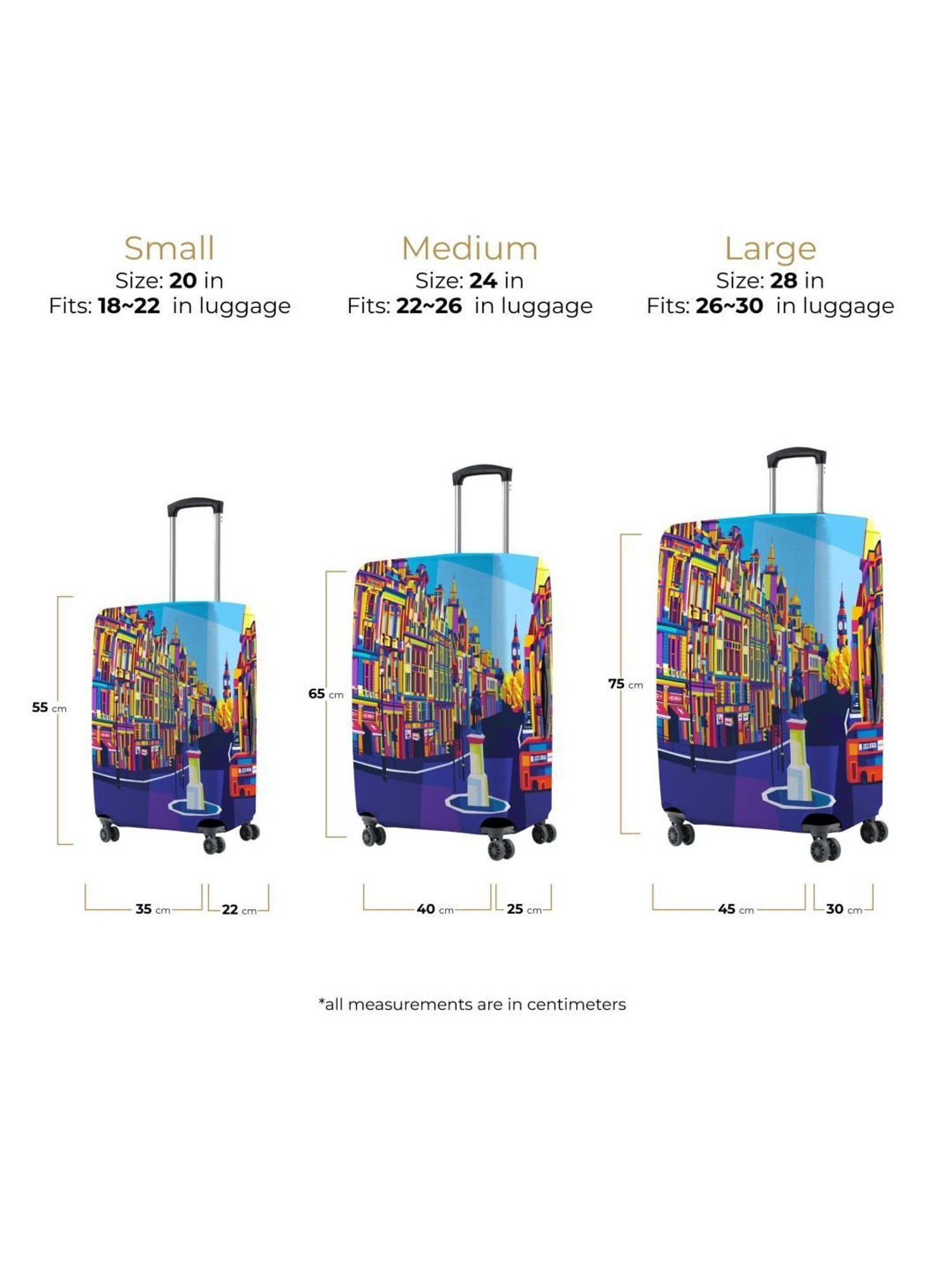 Nasher Miles Polyester 55 cm (20 Inch) Small Protective Luggage Cover - London Design
