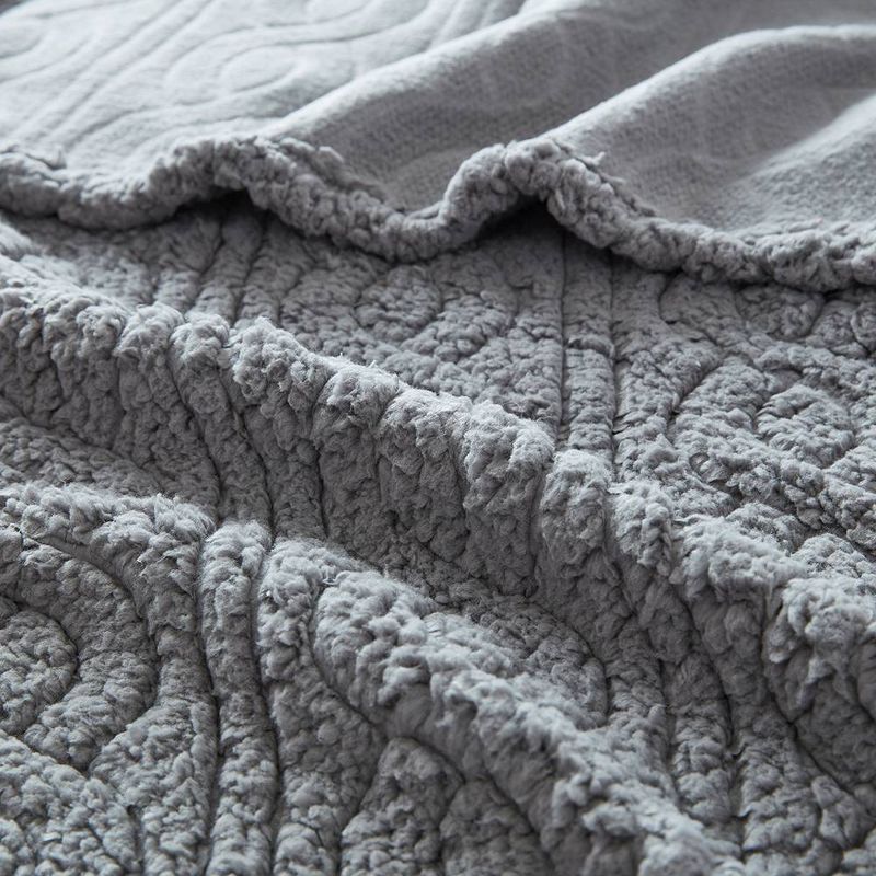 50"x70" Bethany Sherpa Plush Sculpted Braided Throw Blanket Gray - VCNY