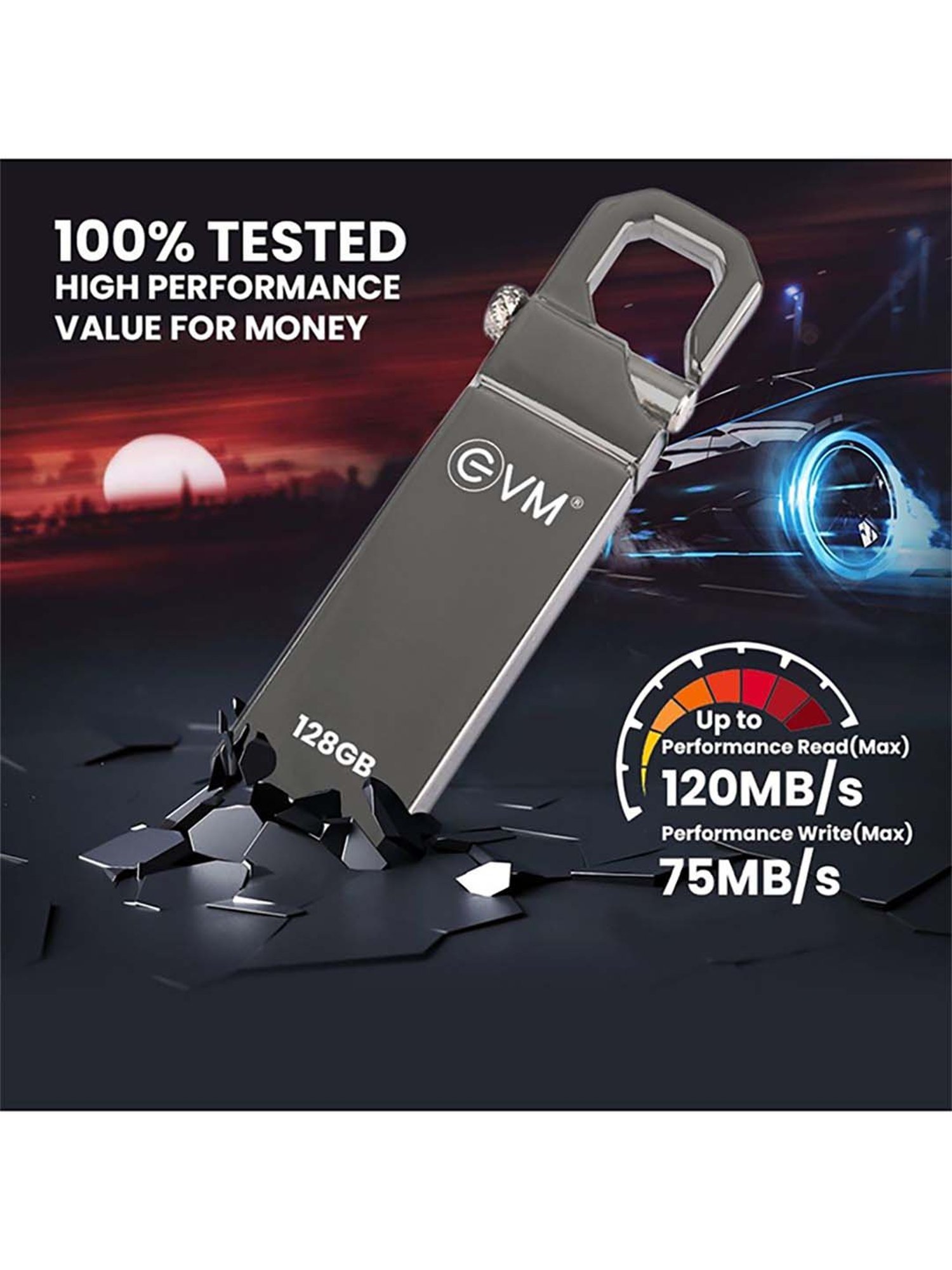 EVM EVMPD 128GB USB 2.0 Pendrive (Metallic Black)