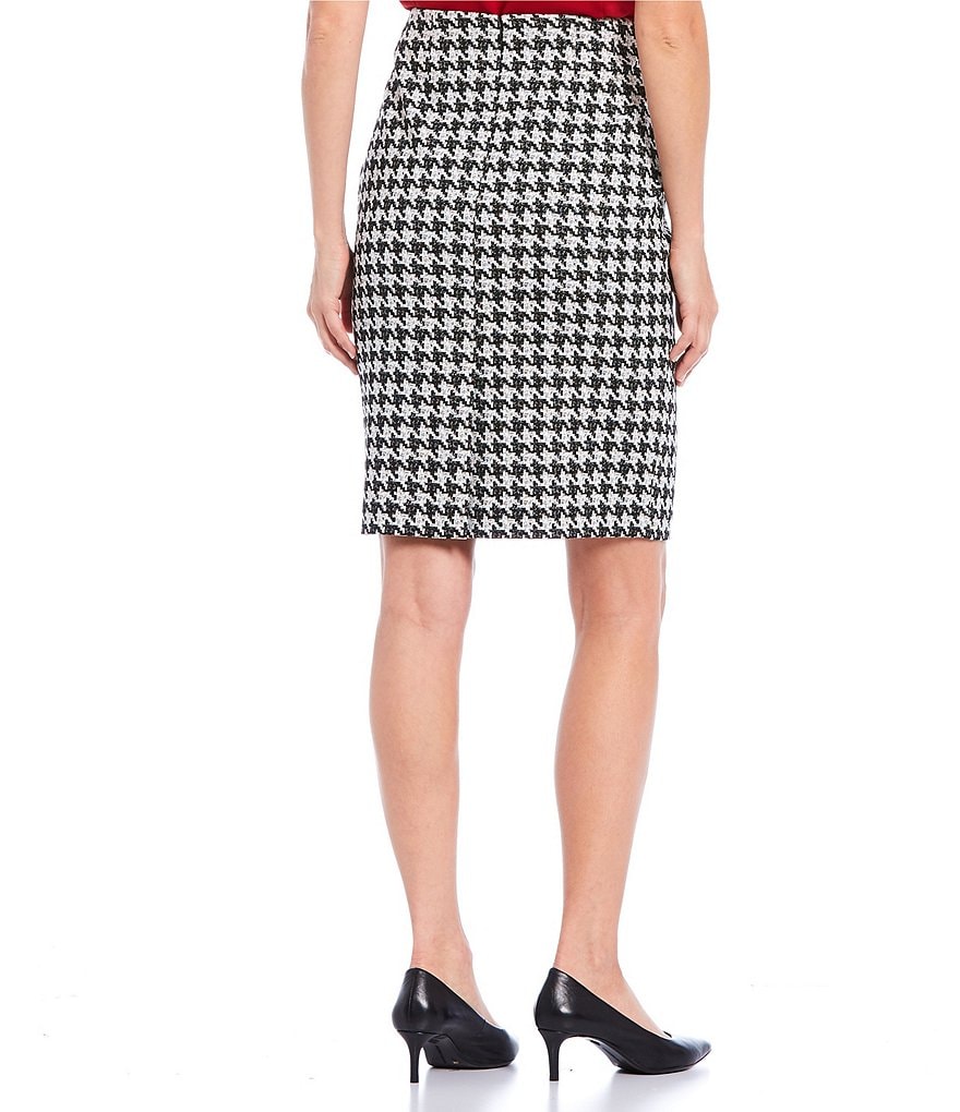 Kasper Houndstooth Jacquard Slim Skirt