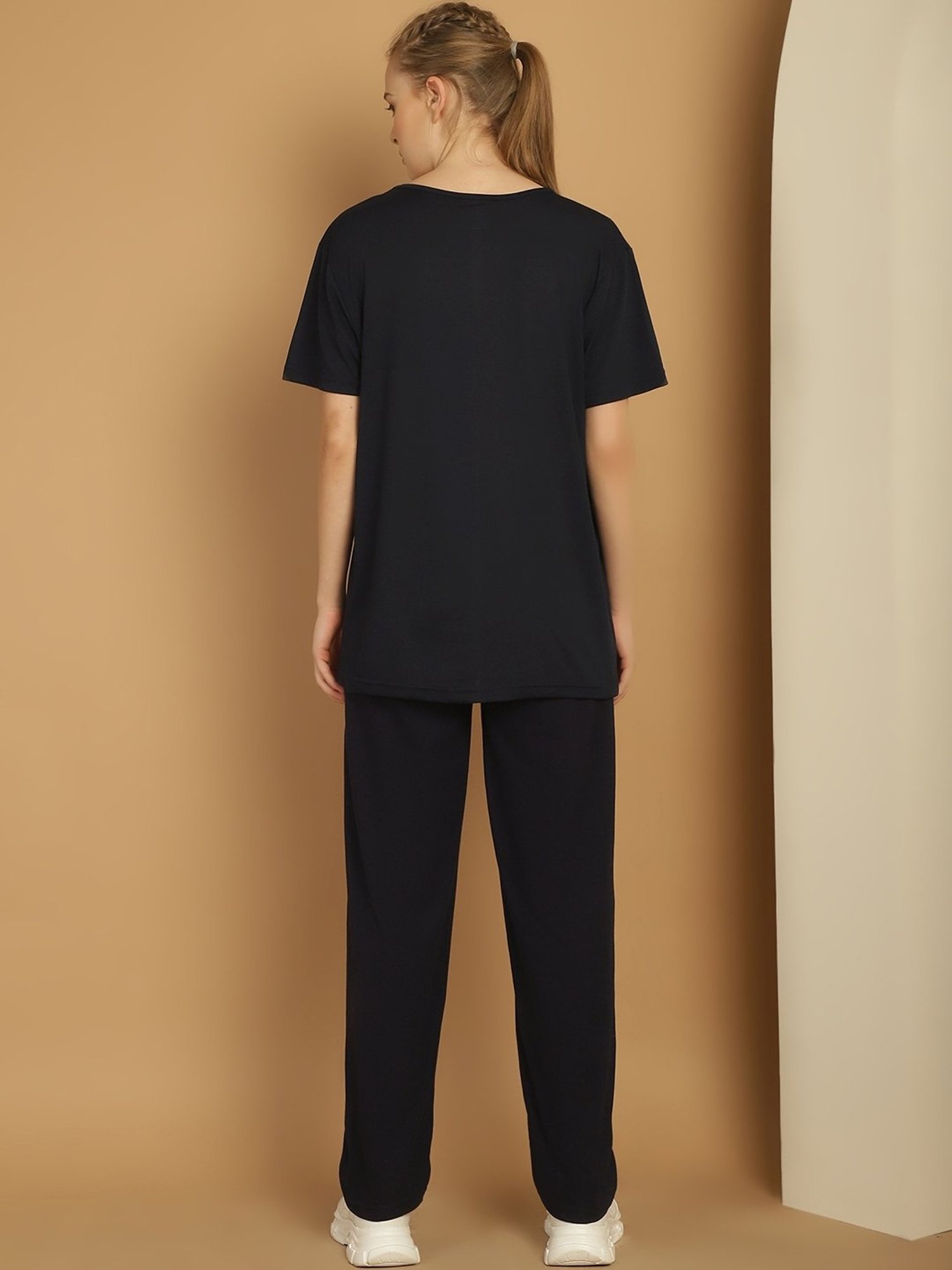 Vimal Jonney Black Cotton Logo Print T-Shirt & Track Pants Set