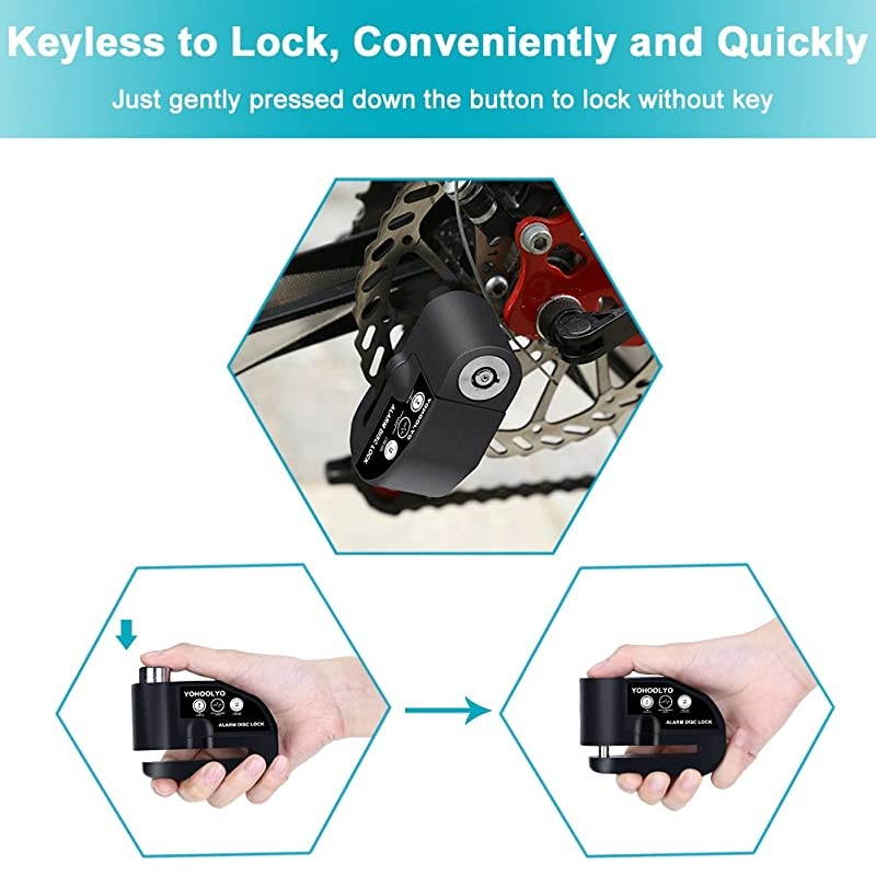 Disc Lock Alarm Motorcycle Alarm Padlock with 110db Alarm Sound for Motorcycles Bicycles