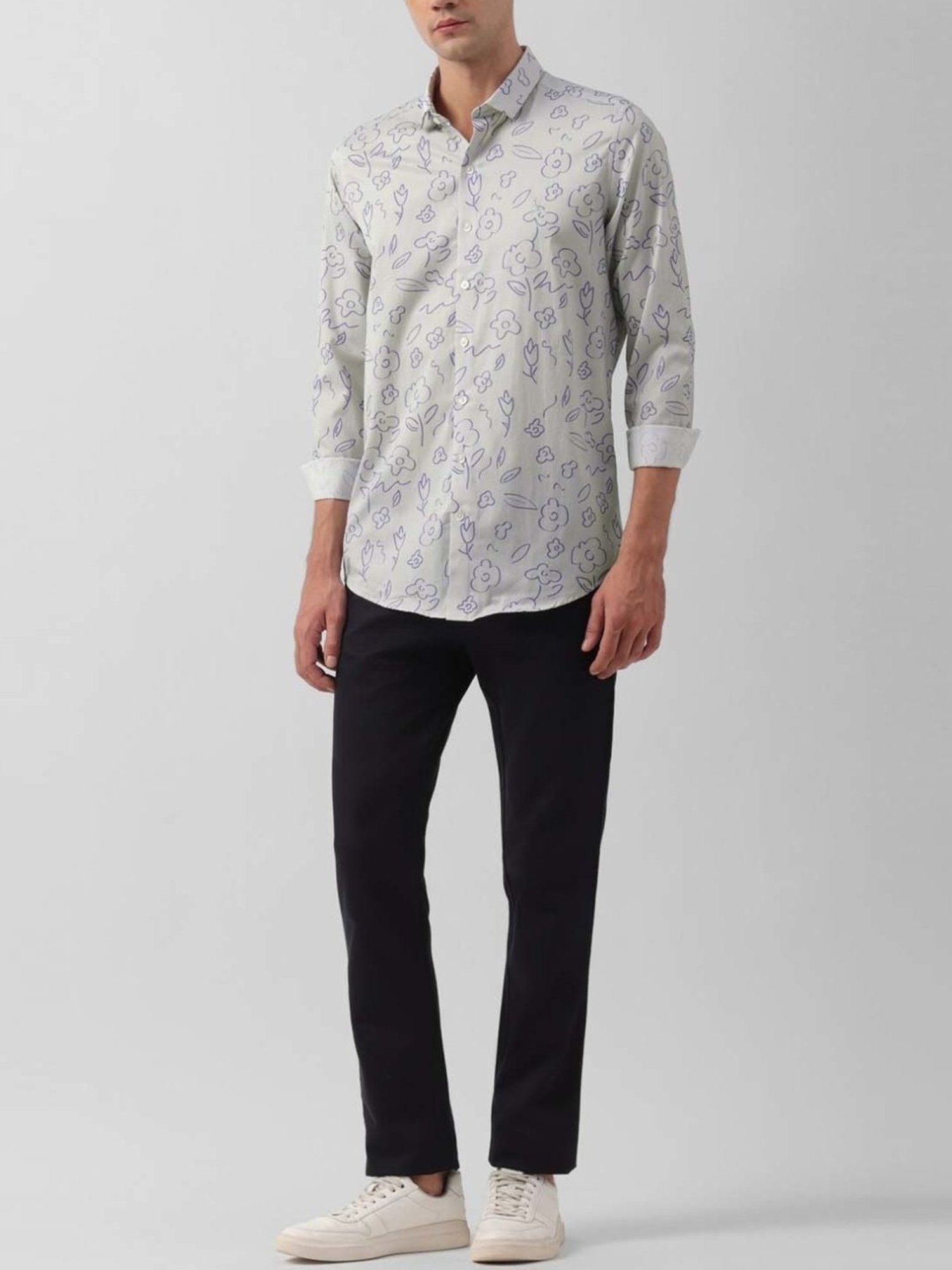 Simon Carter London Grey Printed Slim Fit Shirt