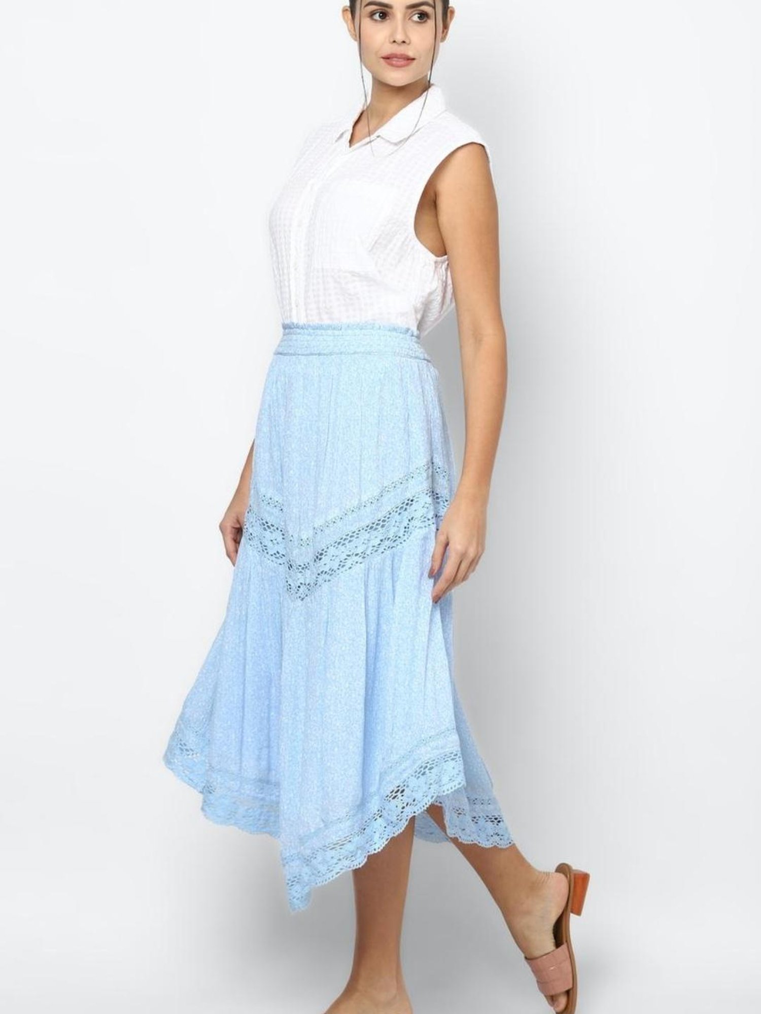 American Eagle Outfitters Blue Self Print Skirt