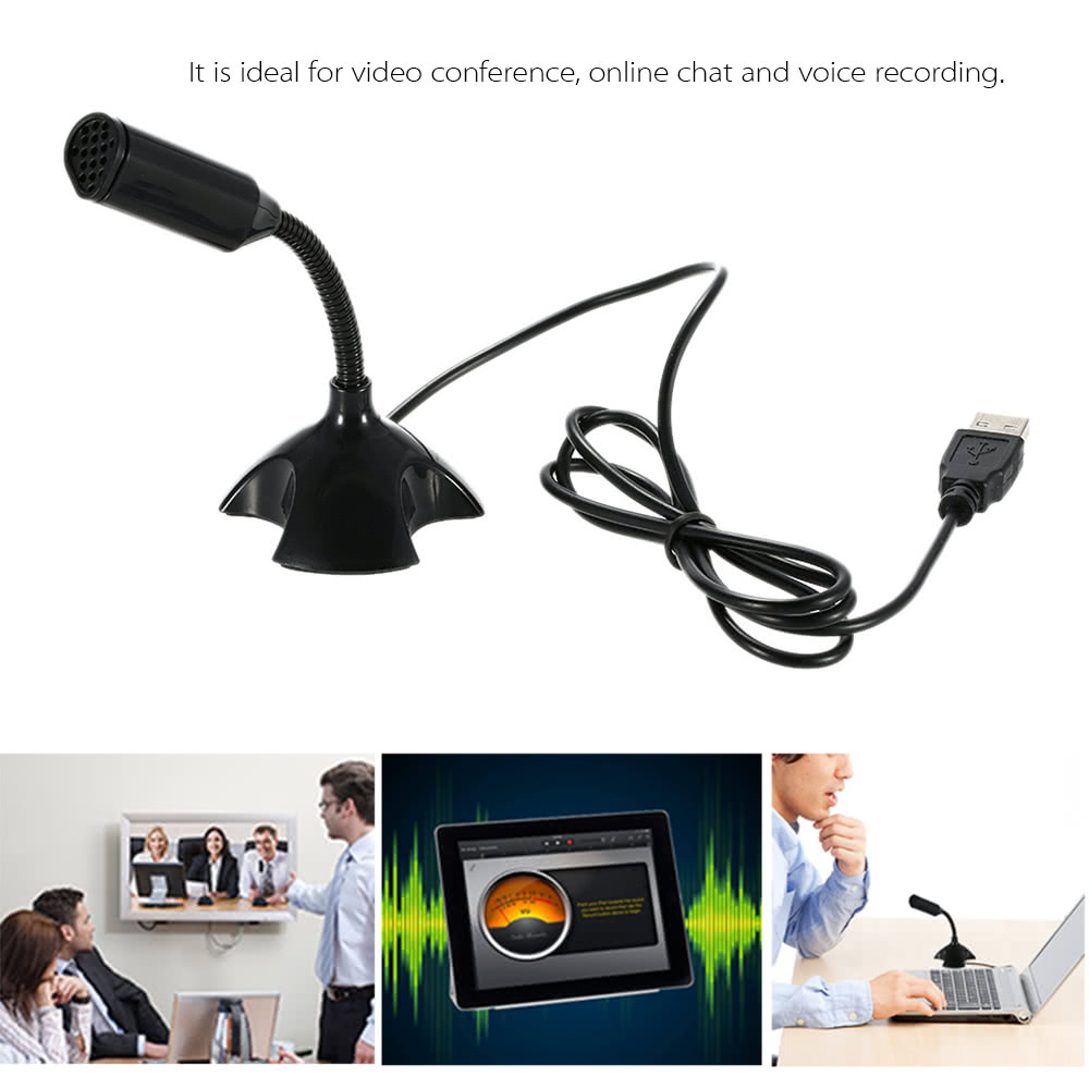 USB Desktop Microphone 360&deg; Adjustable Microphone Support Voice Chatting Recording Mic for PC Mac with a USB port