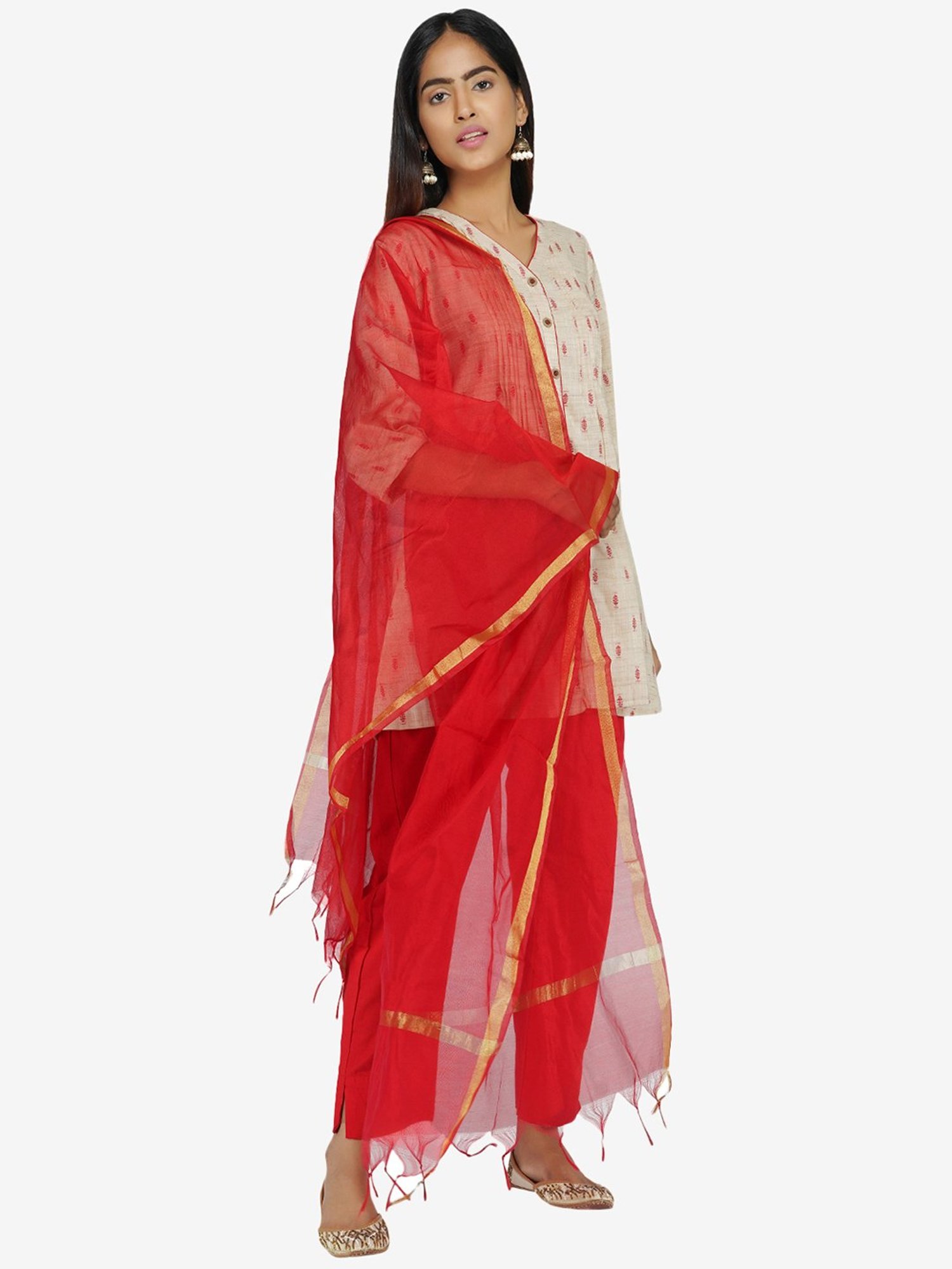 Paislei Beige Cotton Kurta