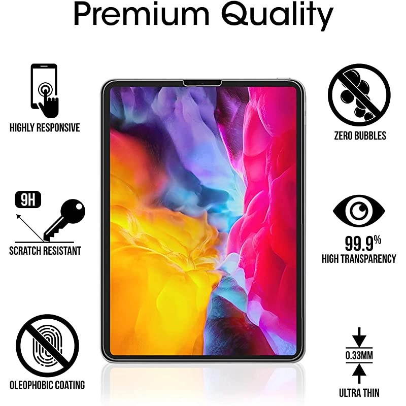 2 Pack Screen Protector Compatible with iPad Air 4 109 Inch 2020 iPad Pro 11 Inch 2020 Tempered Glass Compatible with iPad Air 4th Generation High DefinitionBubble Free