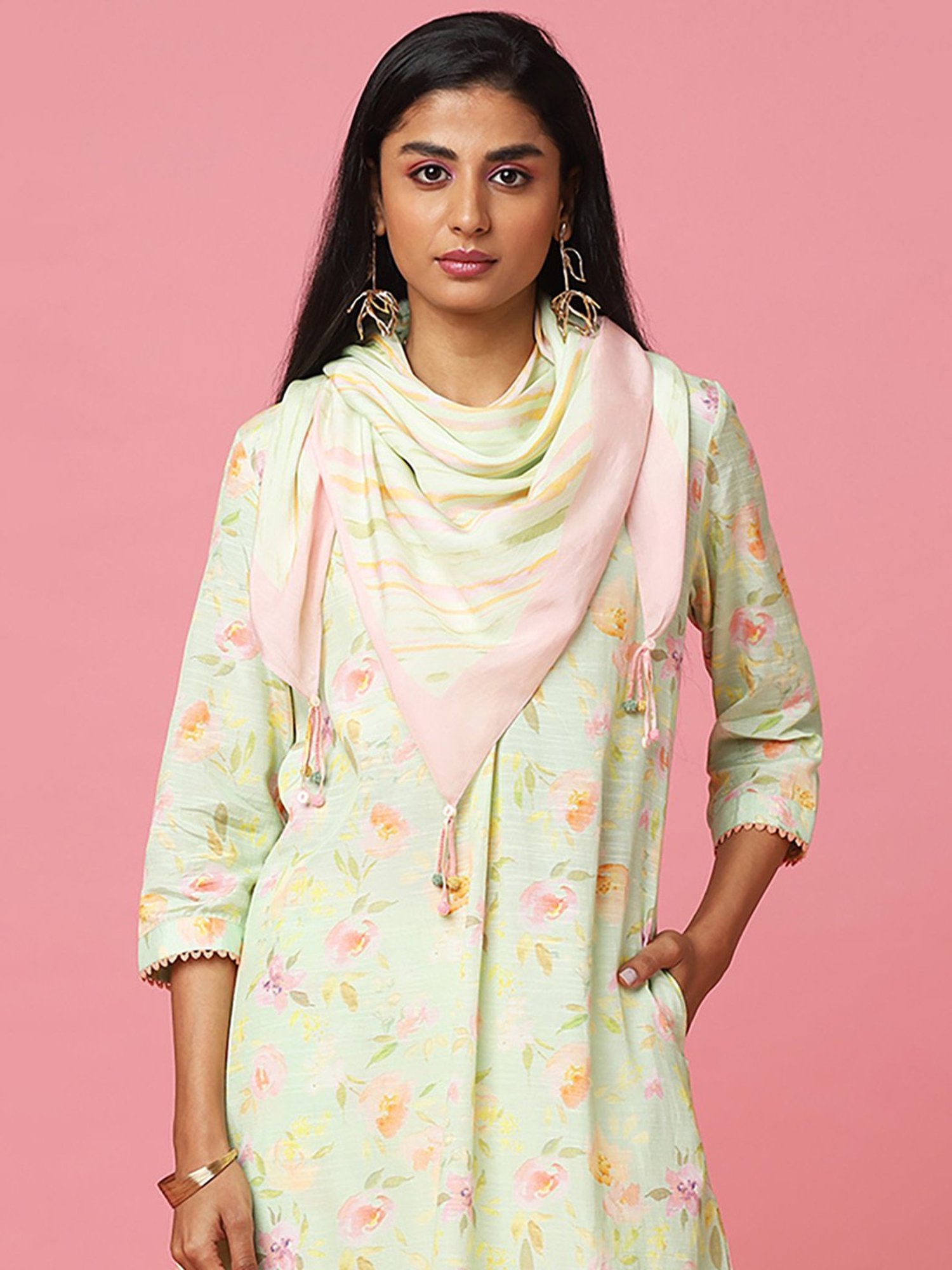 Marigold Lane Mint Green Striped Stole