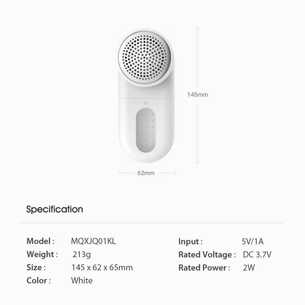 Xiaomi Mijia Lint Remover USB Charging 90min Endurance 0.35mm Knife Small Brush Cloth Protection Low Noise Cut Machine Fabrics Fuzz Shaver for Sweaters Curtains Carpets Clothing Lint Pellets