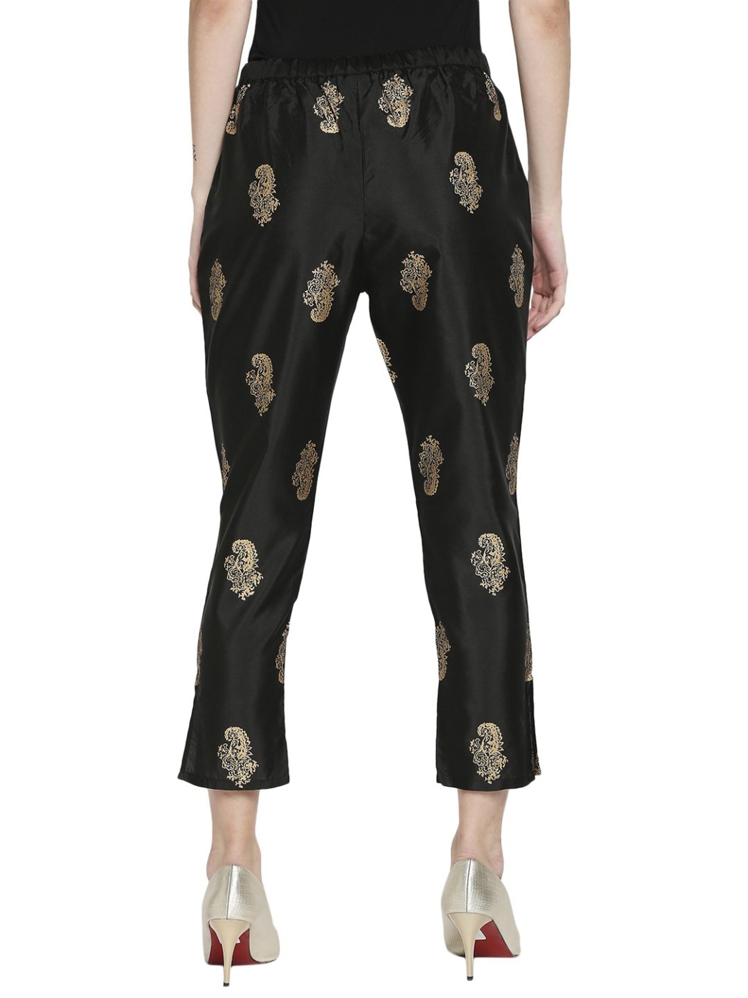Ira Soleil Black Printed Pants