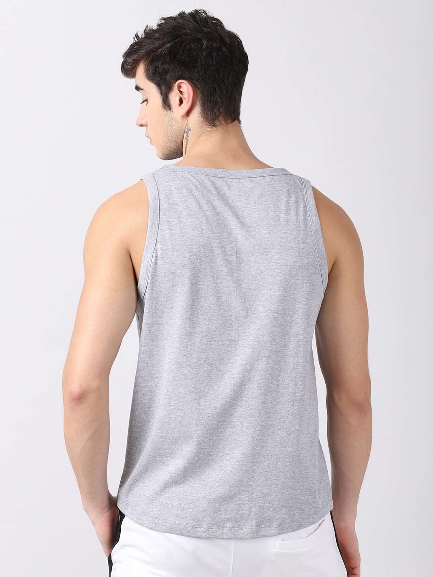 Bushirt Anime Grey Printed Cotton Vest