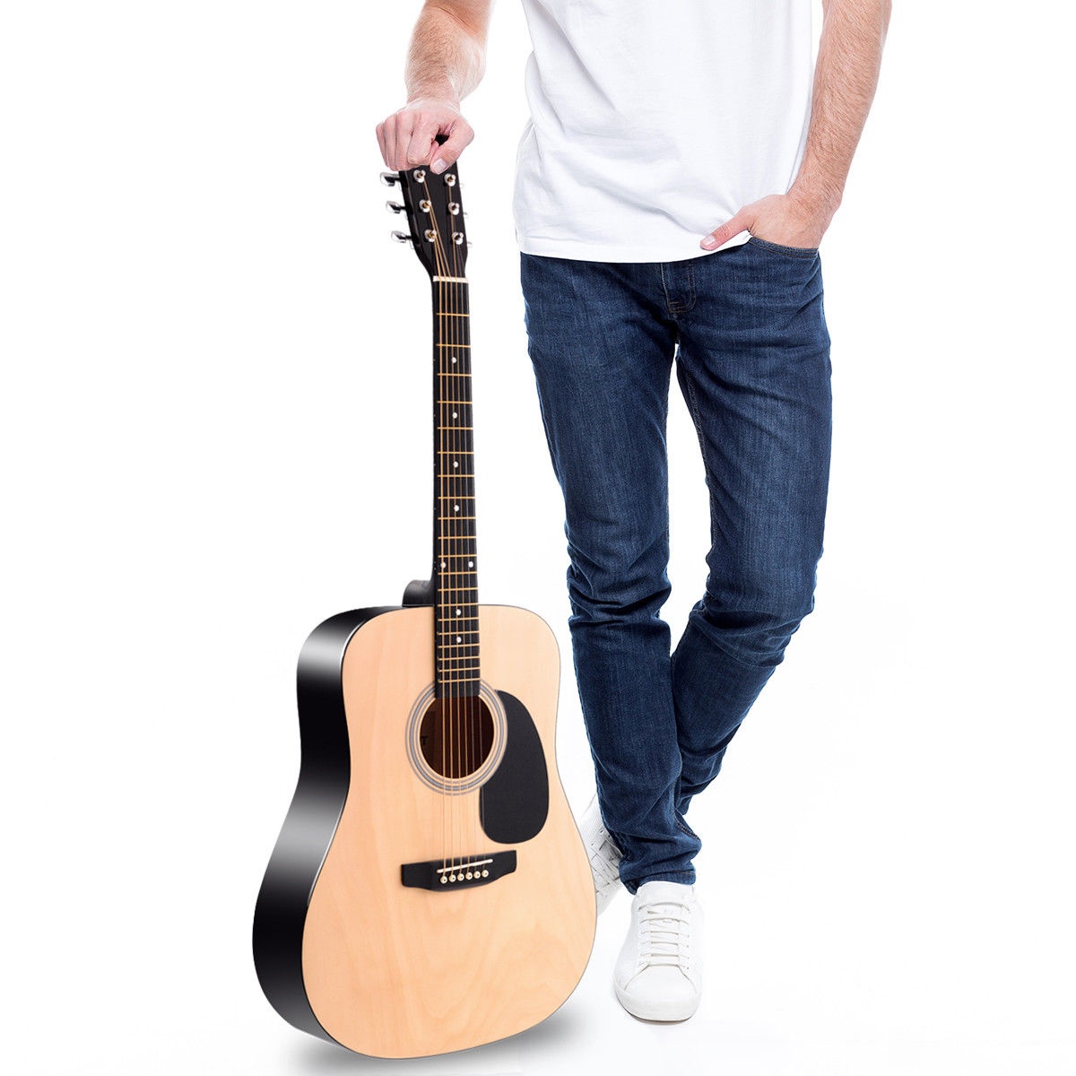 Costway Sonart 41" Acoustic Folk Guitar 6 String w/Case Strap Pick Strings for Beginners