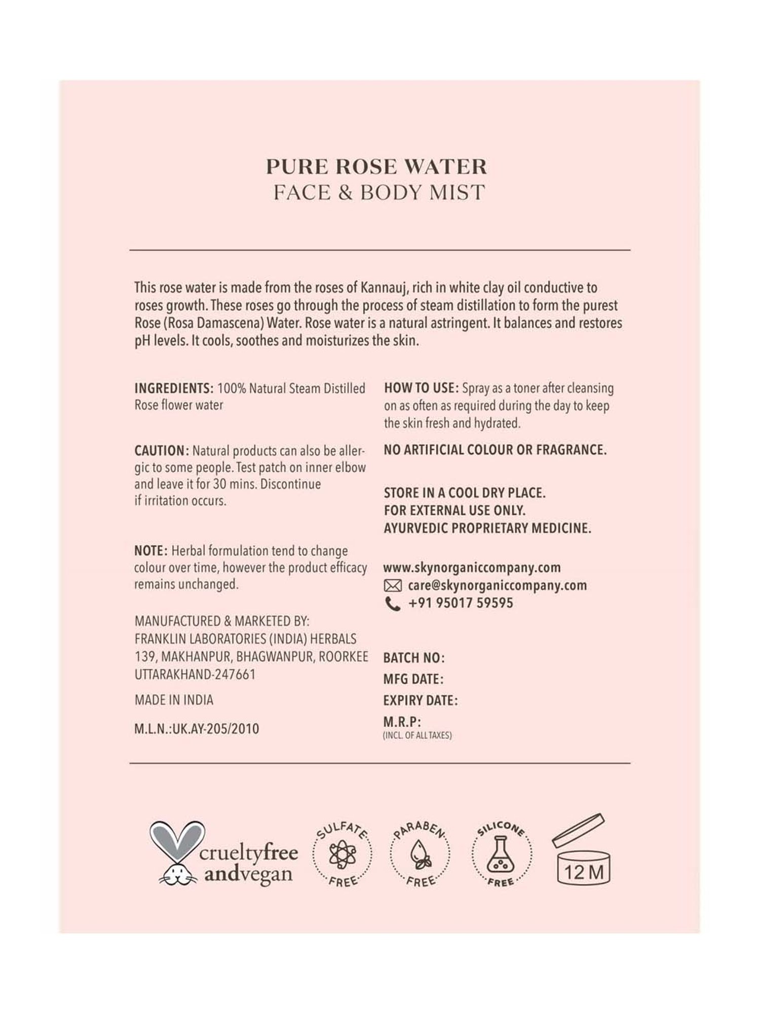 The Love Co. 100% Pure & Natural Rose Water - 100 ml