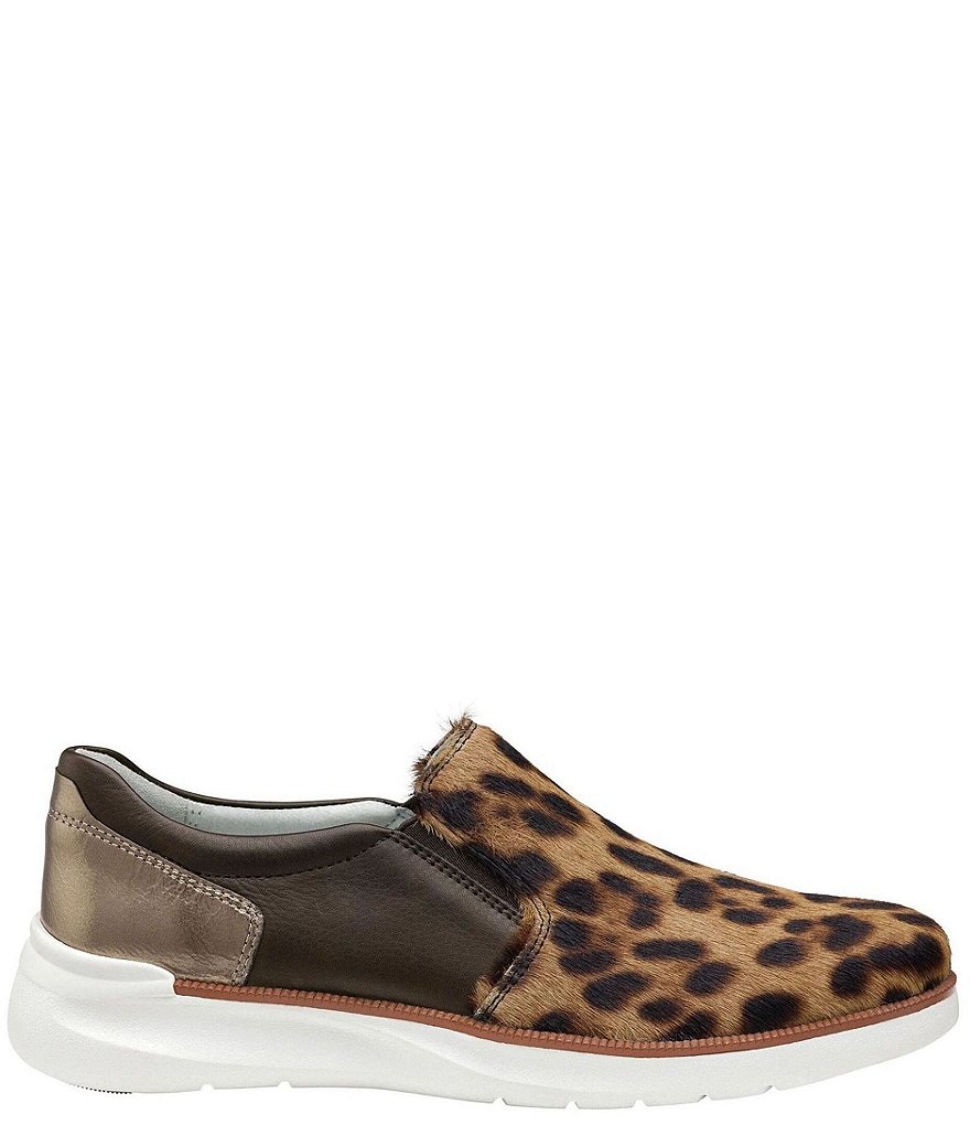 Johnston & Murphy Emery Leopard Print Hair Calf Leather Double Gore Slip-On Sneakers