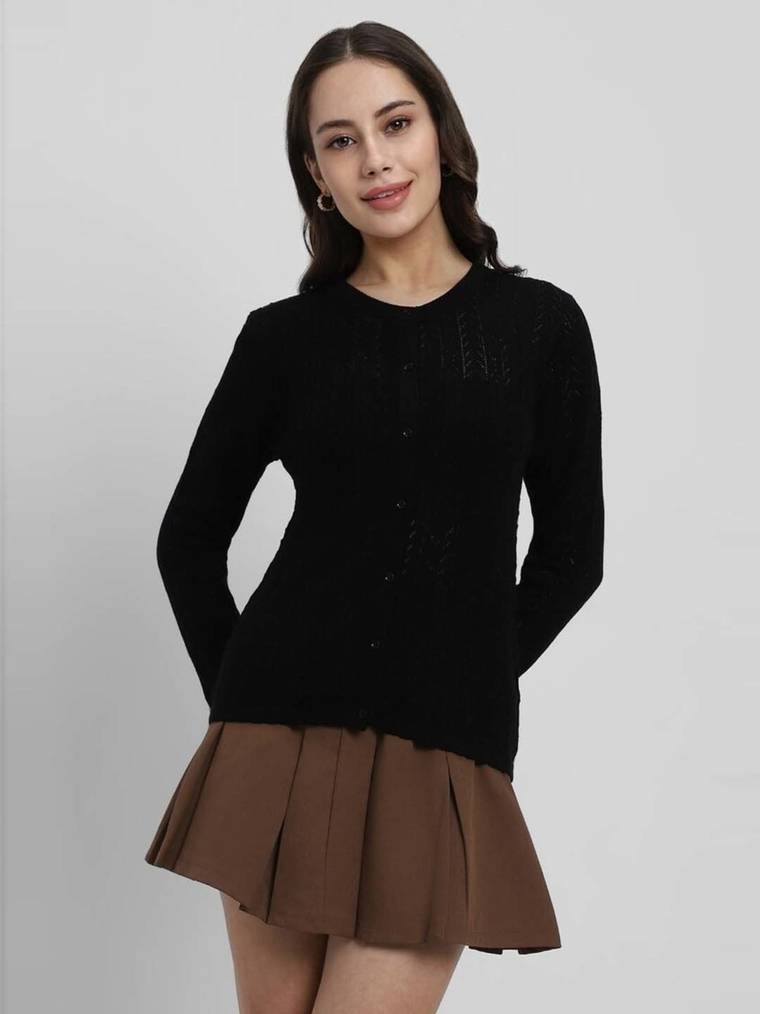 Forever 21 Black Self Pattern Sweater