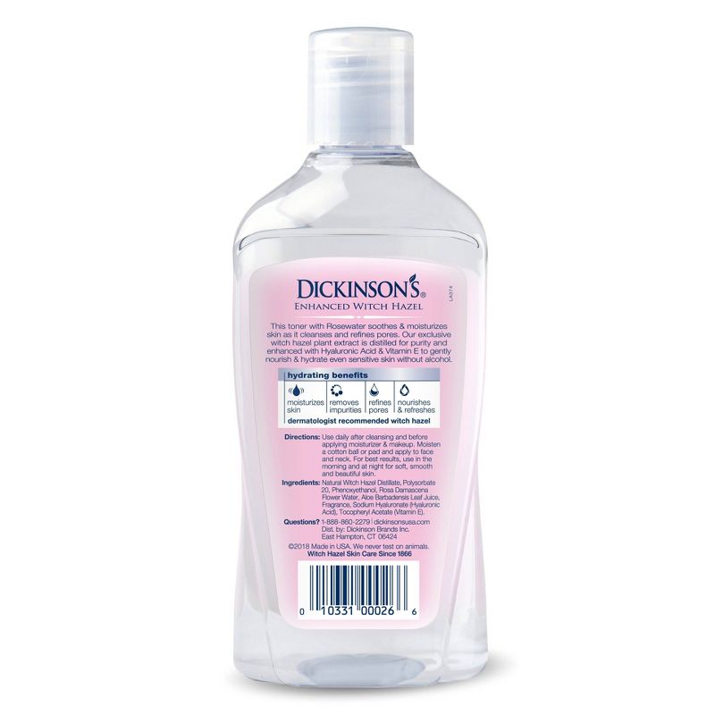 Dickinson's Enhanced Witch Hazel with Rosewater Alcohol-Free 98% Natural Formula Hydrating Toner - 16 fl oz